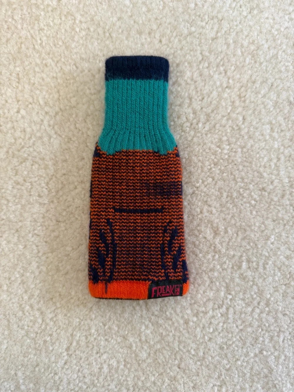 Colorful Owl Knit Bottle Sleeve - Teal, Yellow & Pink